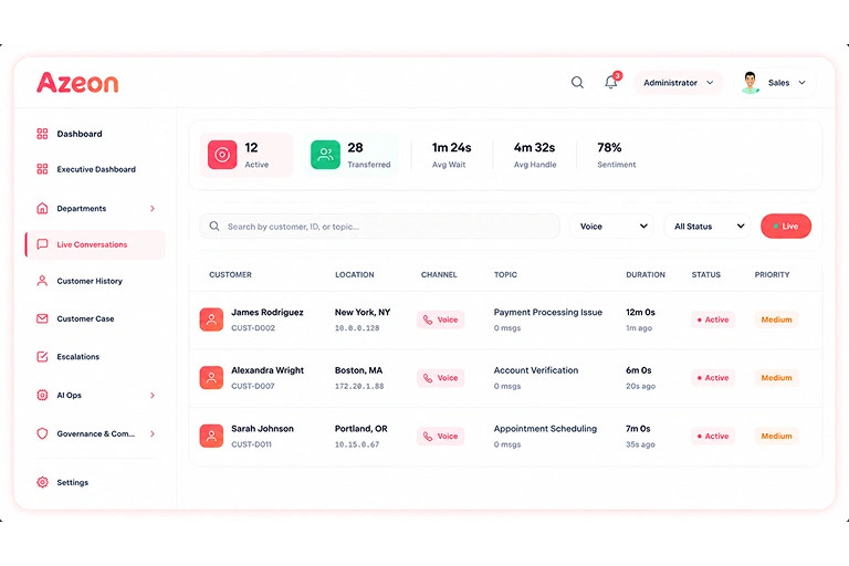 Live Conversation feature - Azilen | Enterprise AI Development Company Live Conversation feature