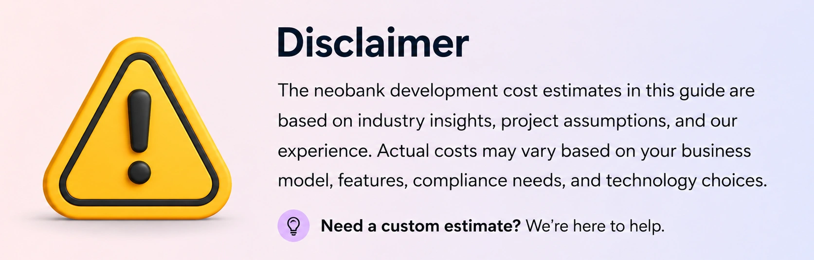 Disclaimer Neobank Development Cost - Azilen | Enterprise AI Development Company Disclaimer Neobank Development Cost