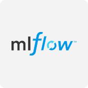 MLflow logo with black 'ml' and blue 'flow' on a light gray background.